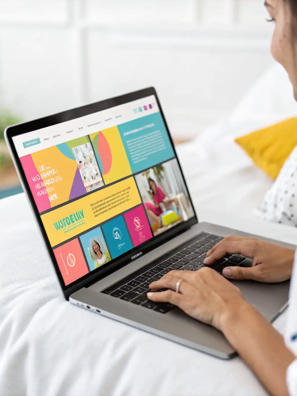 A clean and modern website design displayed on a laptop screen, showcasing a user-friendly interface and visually appealing layout, representing the web design service.